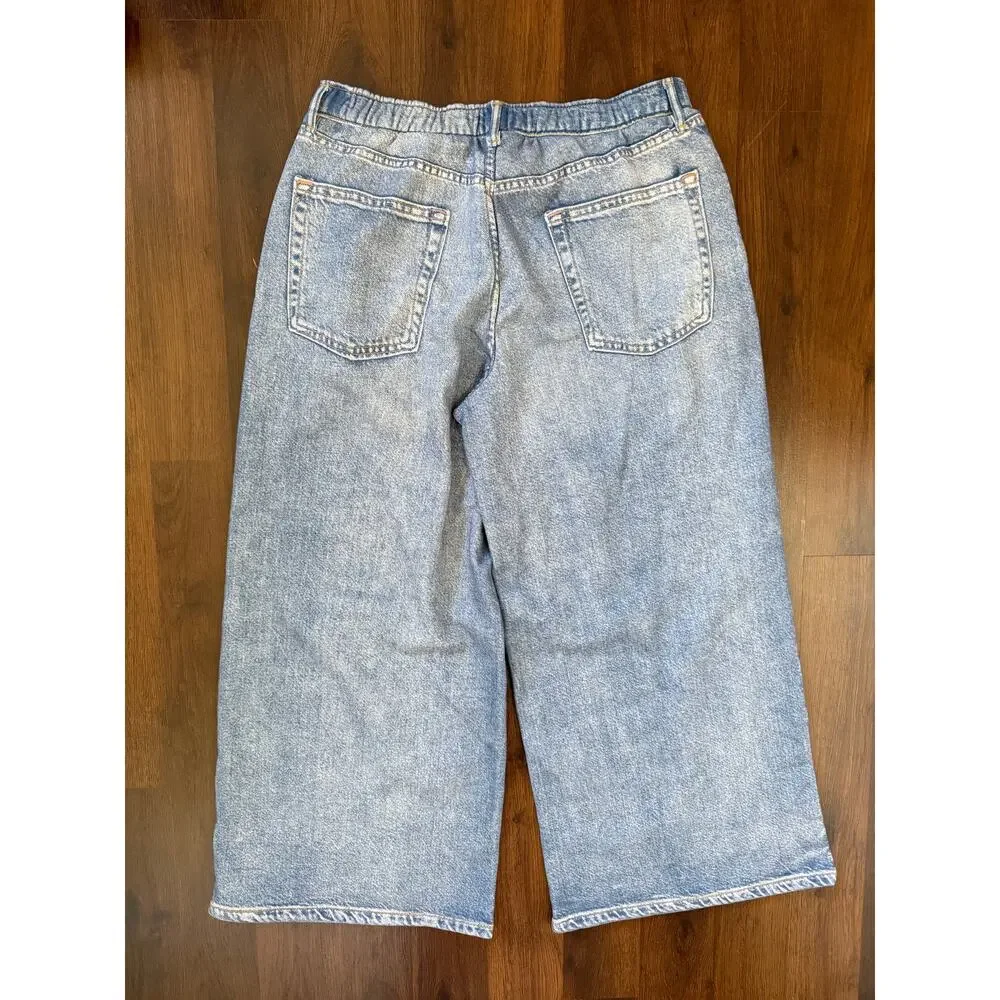 Gap Printed Baggy Sweatpant Jeans Light Wash Sz L PET Casual Comfort Minimalist